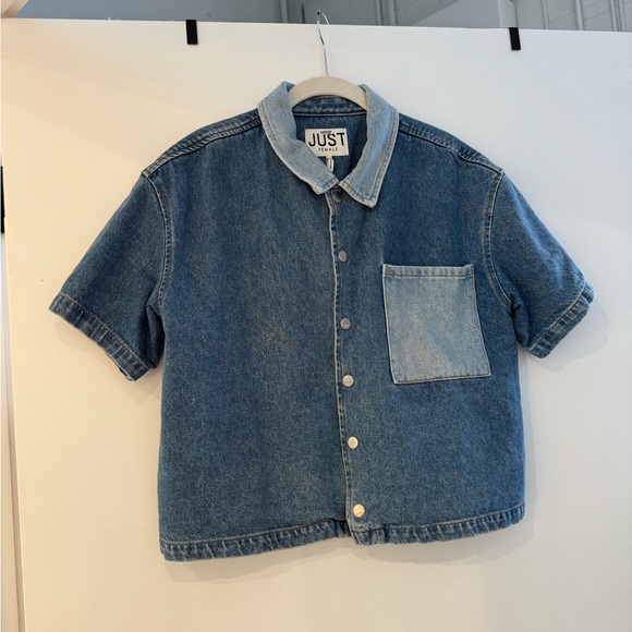 Just Female Tops - Just Female Light Blue Denim Shirt